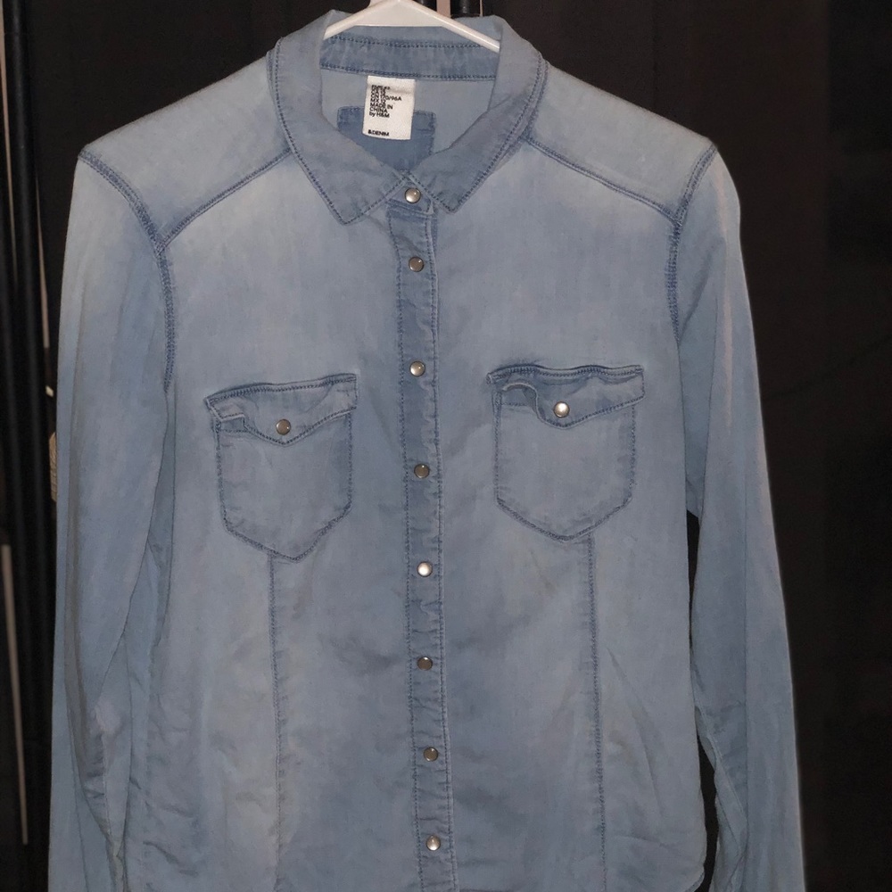 H&M Light Blue Jean Stretch Shirt